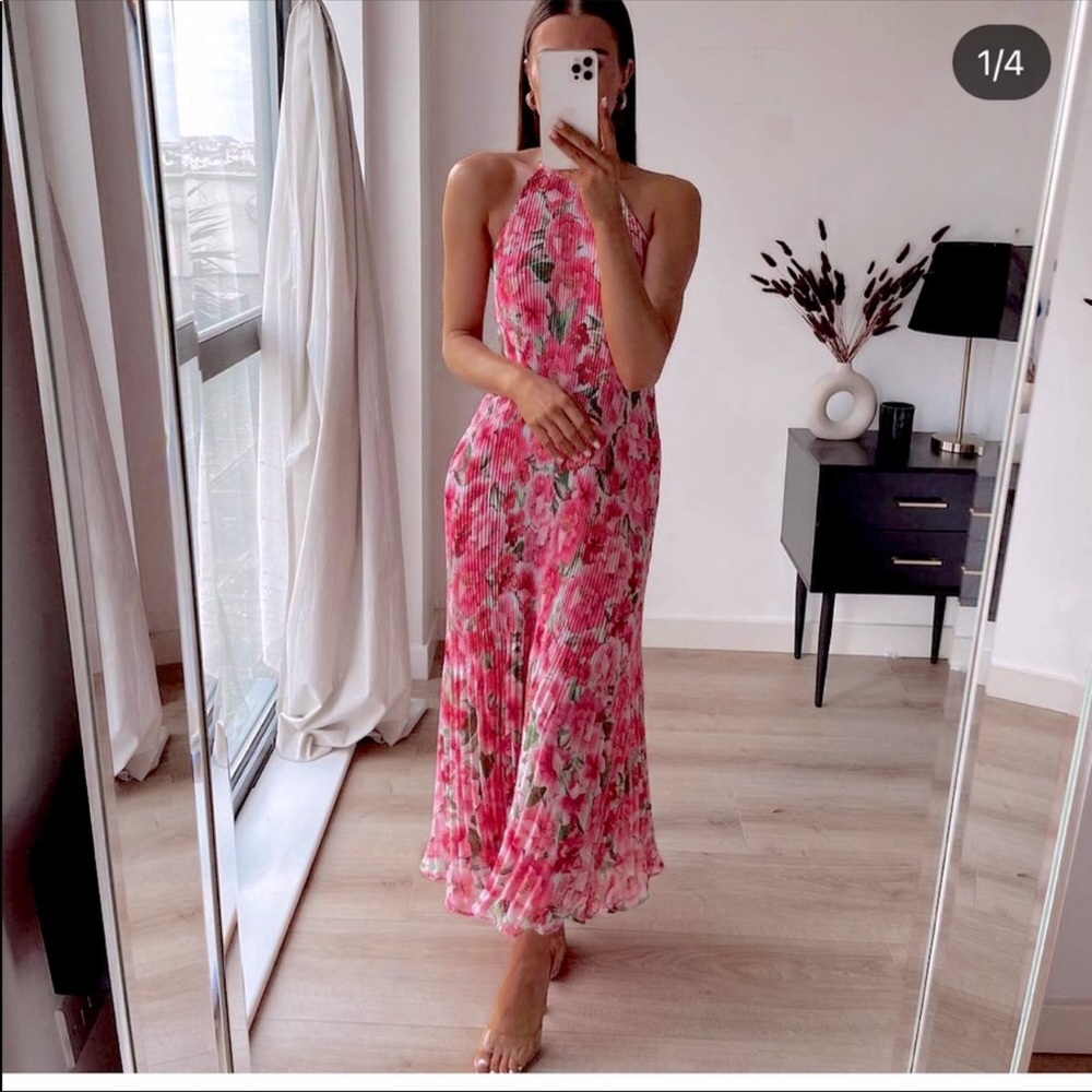 ZARA pleated floral print dress